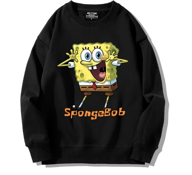 2025 New SpongeBob SquarePants Big Star Crab Boss Octopus Brother Printed Couple Autumn/Winter Versatile Cute Clothes
