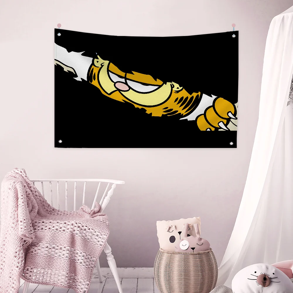 Room Decoration Hanging Flags Garden Flag Banner Small Hand-held Flag Wall Decor G-garfield-cat Tapestry Home Decor Items Garage