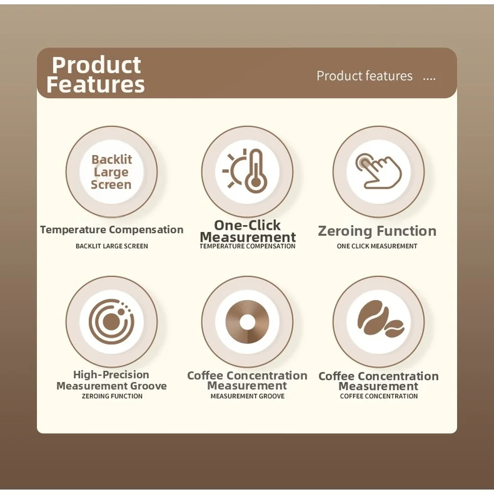 Portable Coffee Concentration Meter LCD Display 0 to 22 Percent Range 11.7 x 5.5 x 2.9 cm Size for Onsite Testing