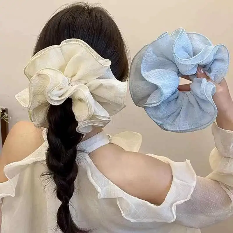 

Romantic Ruffles Hair Scrunchies for Women Girls Oversized Hair Ties French Elastic Hair Bands Ponytail Holder Hair accessories