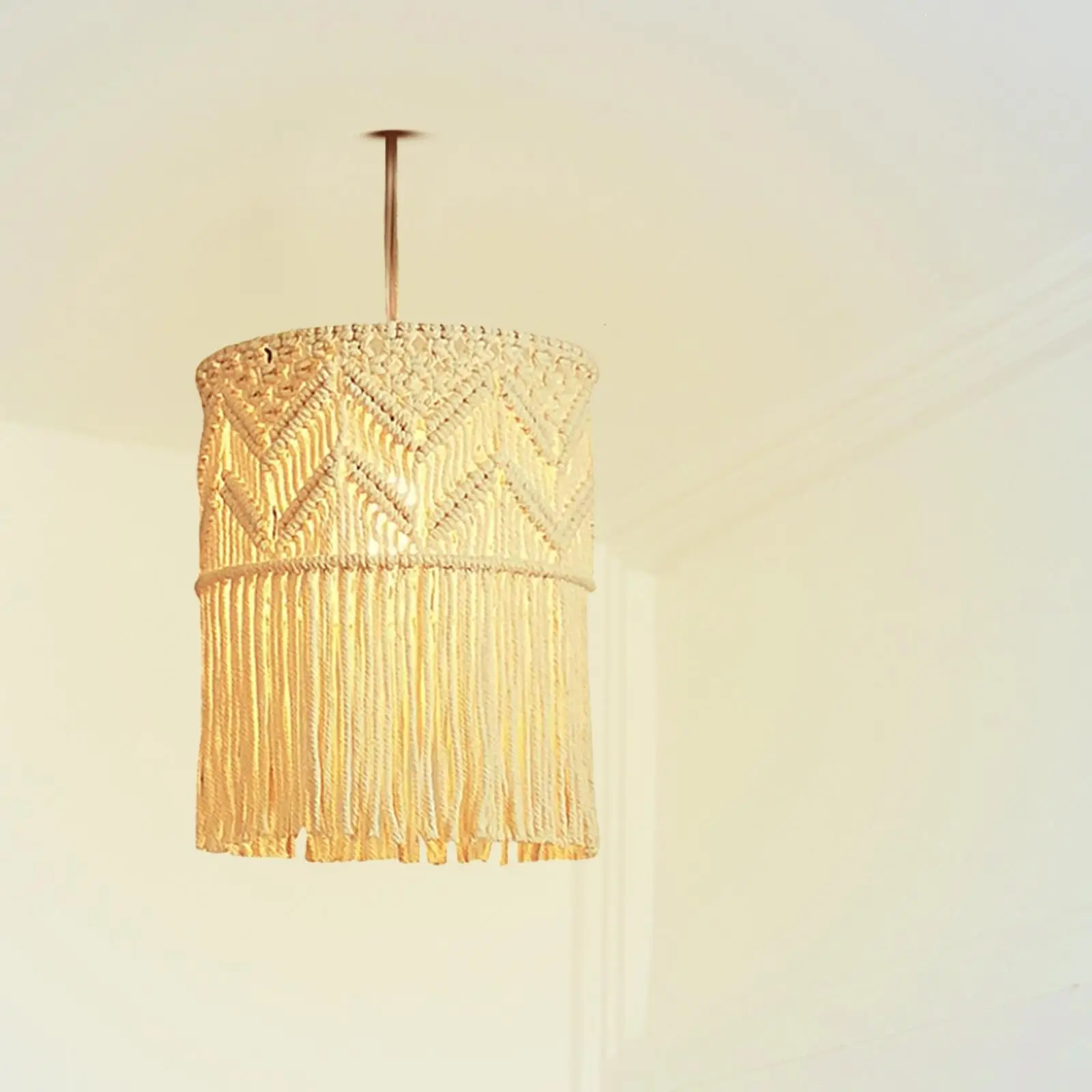 Naturalny makrama abażur wisząca lampa wisząca pokrywa nowoczesne lampy sufitowe dla przedszkola restauracja Hotel dekory wyspa kuchenna