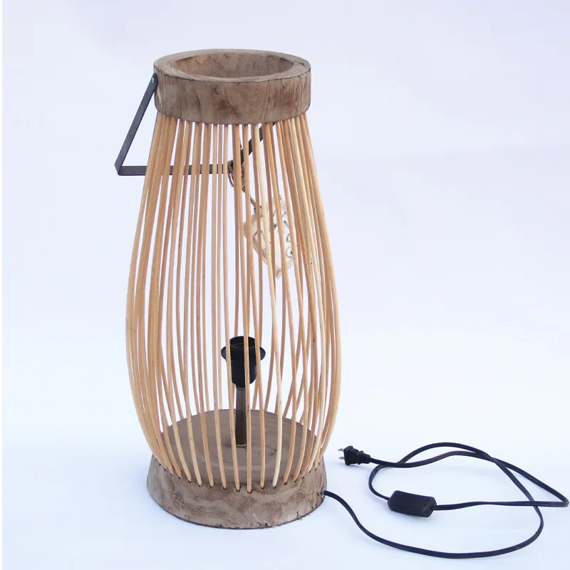 Professional handmade hollow log craft floor lamp pastoral warm homestay decorative lamps