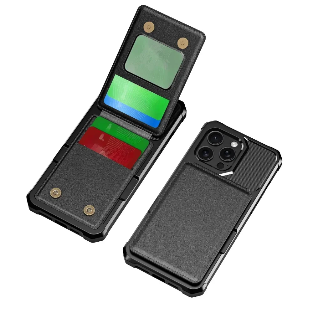 카드 슬롯 홀더 전화 케이스 iPhone 16 Pro Max 15 14 Plus 13 12 Mini 11 XSMAX XR 플립 지갑 카드 포켓 스탠드 브래킷 커버