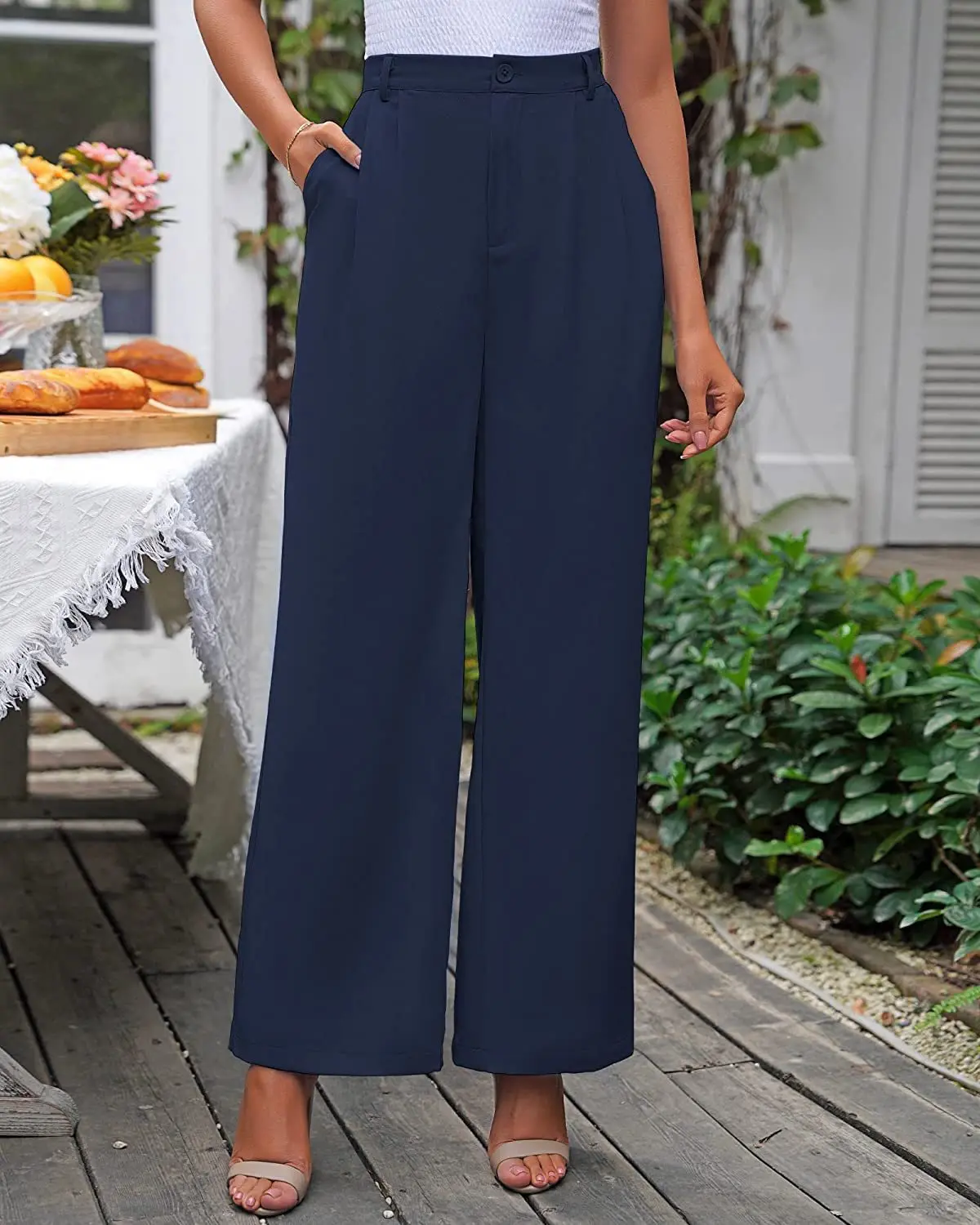 

Autumn Women Loose Suit Wide Leg Pants Elegant Office Lady Casual Straight Trousers Vintage High Waist Button Fly Female Pants