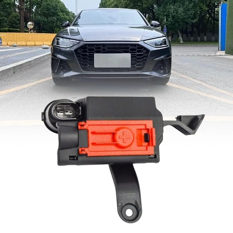 Battery Power Distribution 8W0941823F With Plastic Housing, Red Positive Cover, Connection Port and Mounting Detail H9EE