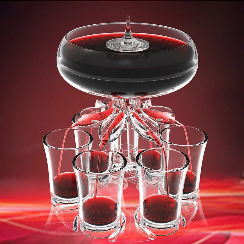 Dispensador de Vino con 6 Vasos de Chupito, Dispensador de Cerveza Transparente de Grado Alimenticio, Juego de Vino con Soporte para Bar, Fiestas, Accesorios para Bar en Casa