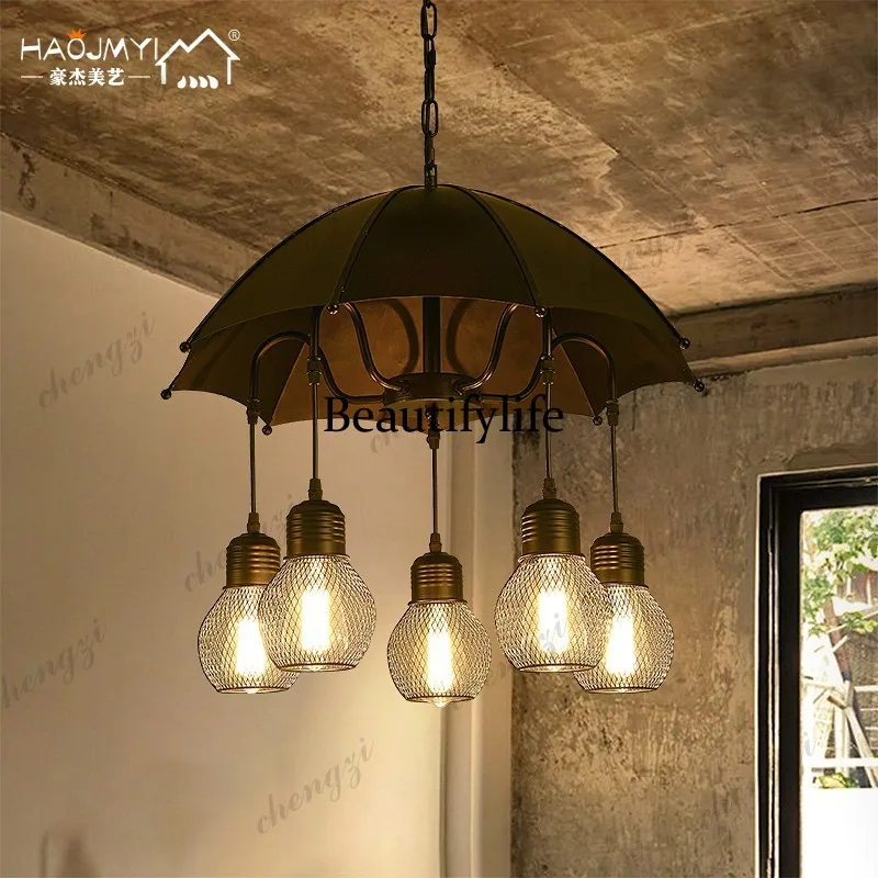 American retro wrought iron chandelier creative personality industrial style bar restaurant