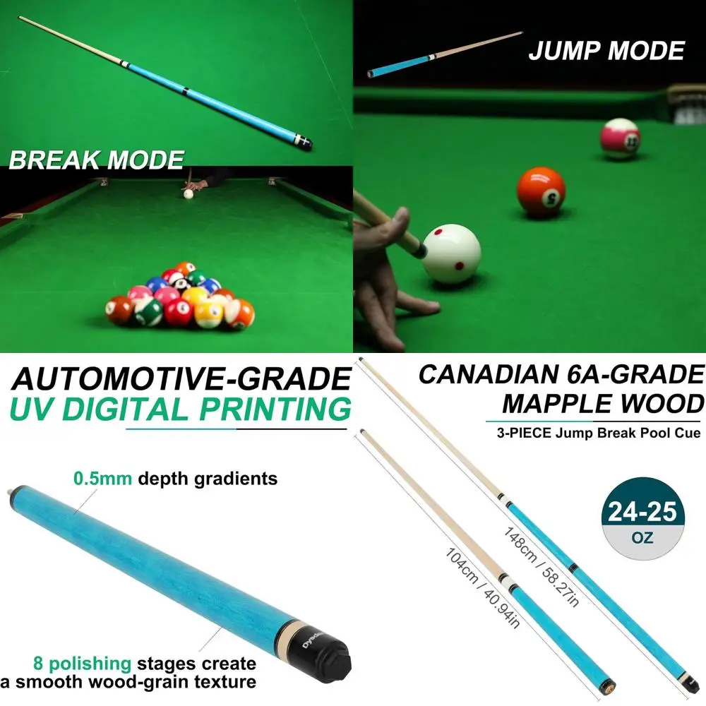 

3-Piece Maple Jump/Break Cue Stick, 24-25 oz, 14mm Crystal Tip
