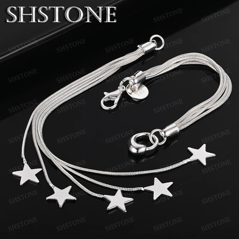 

20cm Star Chain 925 Sterling Silver Bracelet For Men Women Wedding Birthday Party Gifts Delicate Pretty Jewelry Accessories