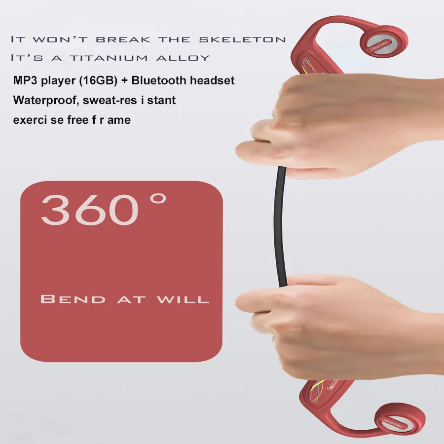 Cho MI Sony Đôi Kết Nối Tai Nghe Không Dây Dẫn Truyền Xương IPX8 Tai Nghe Bơi Mi Ng Chống Nước Mp3 16G Nhạc mi C