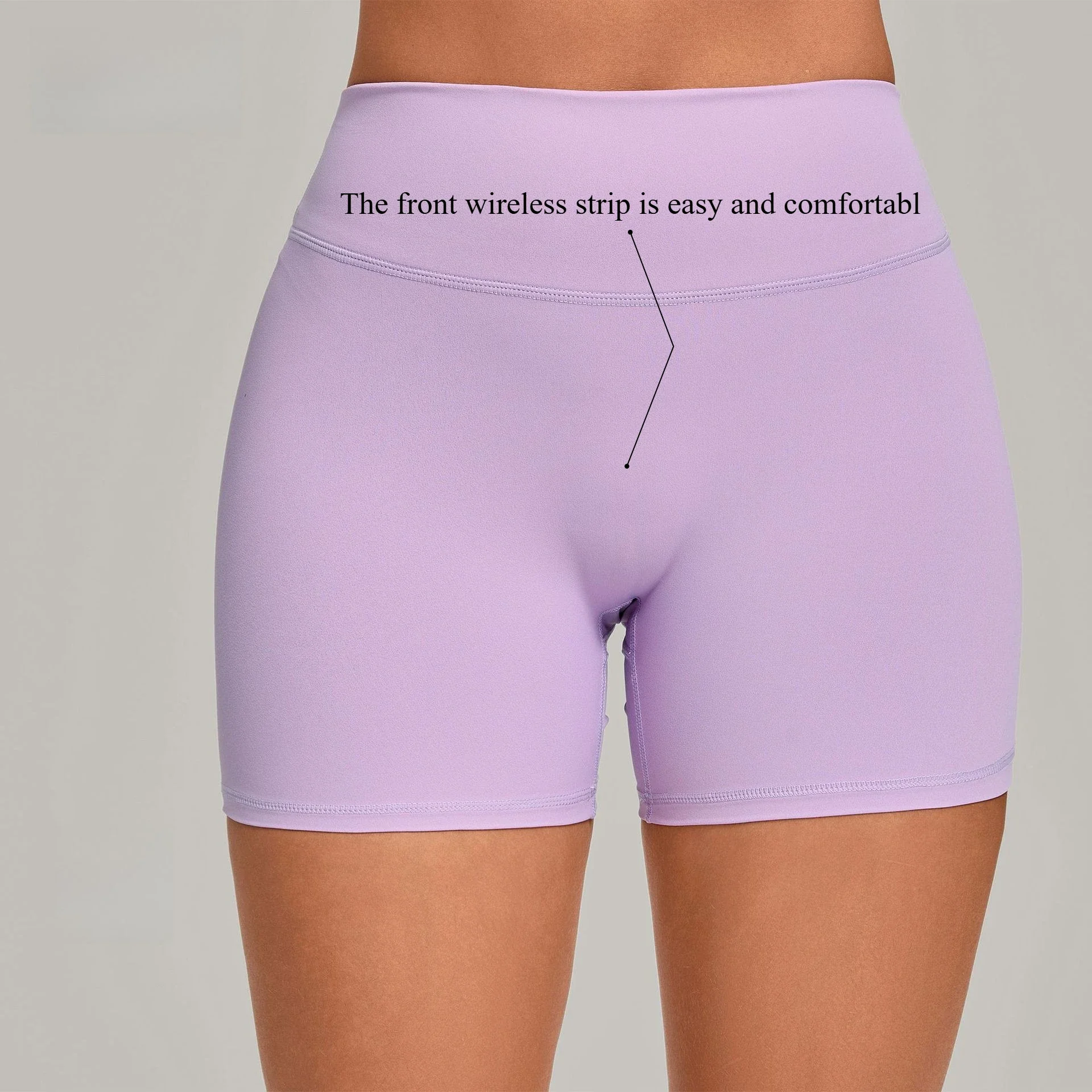 Naked-feel high-waisted yoga shorts seamless front v-shaped back Butt Lifting tight-fitting leggings Gym workout fitness shorts