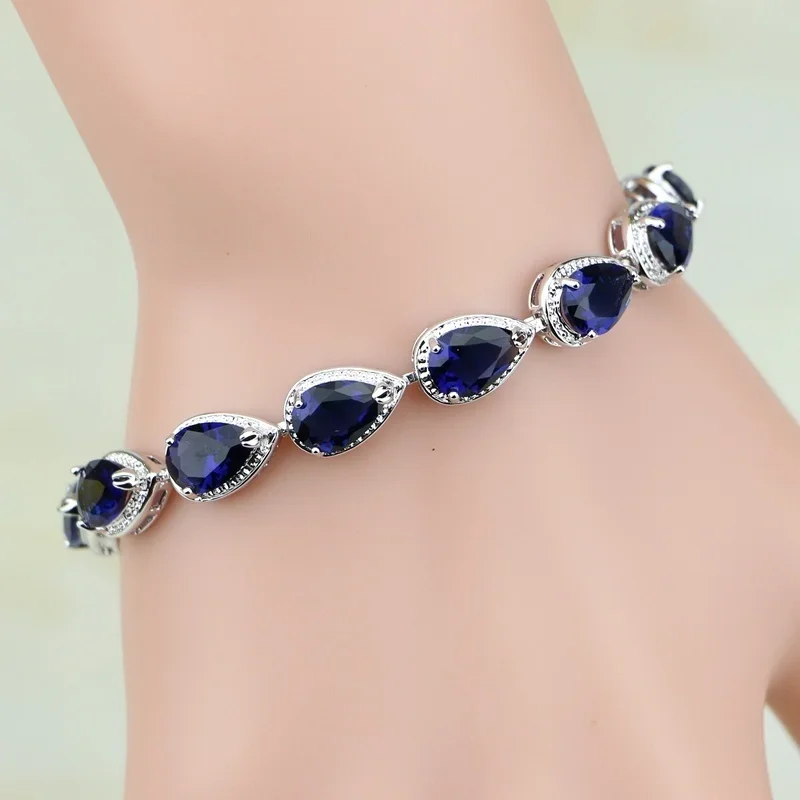 Fashion Sense Water Drop Silver Color Bracelet Women\\'s Extended 3 Color Zircon Gift Fashion Braceletjewelry Mother