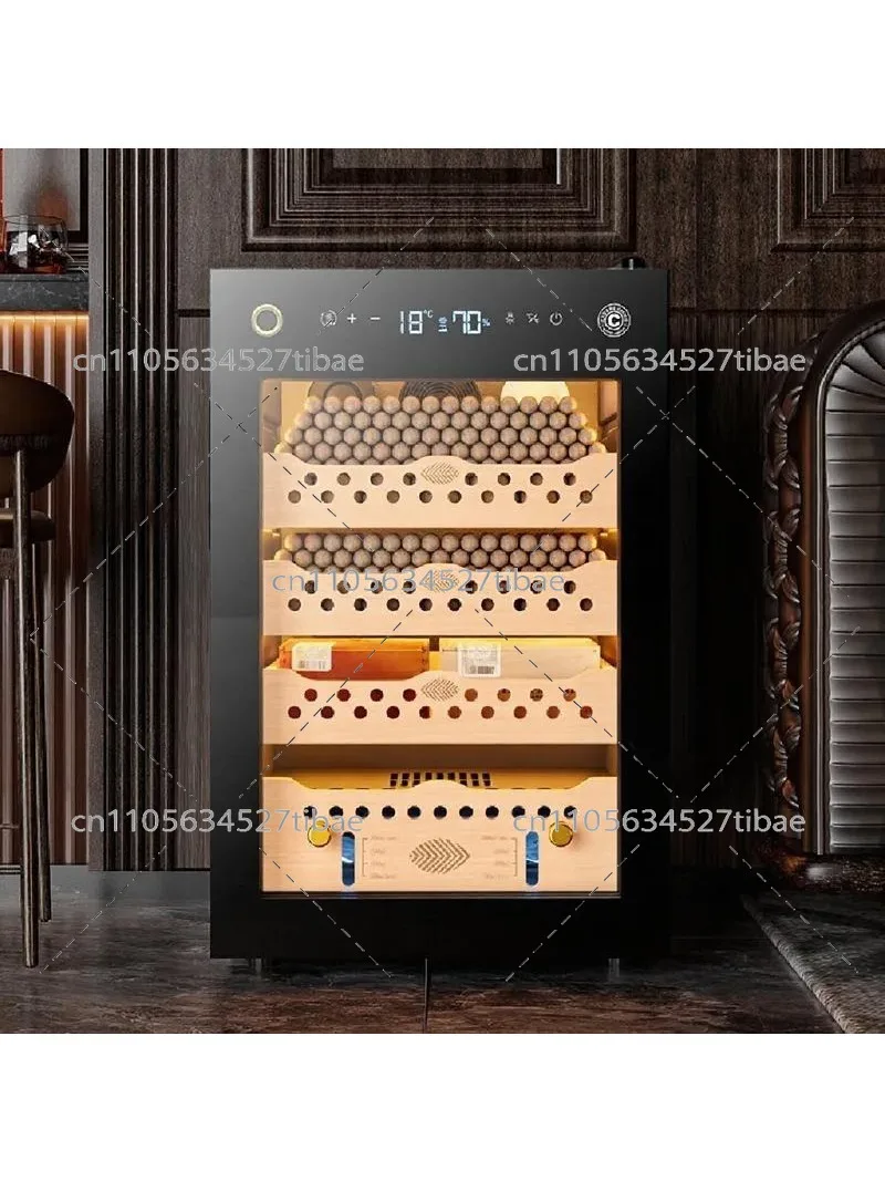 Mini Smart Cigar Cabinet with 60C Constant Temp & Humidity Control, Air Cooled, WiFi & Fingerprint Lock