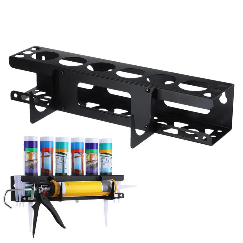 Caulking Tube and Caulking Gun Holder Caulking Gun Storage Rack for Garage Wall Mounted Holds 6 Tubes and Caulking Nozzle