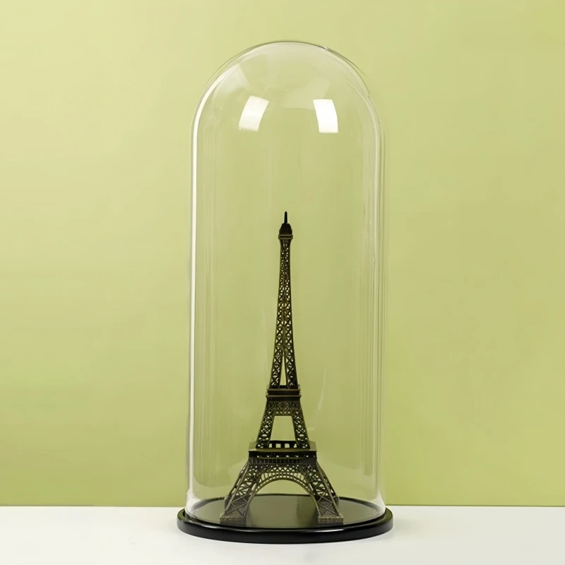 40*70cm Super Big Size Cylinder Glass Dome Vase Home Decoration Black Base Transparent Cover Wedding Live Prop Friend Favor Gift