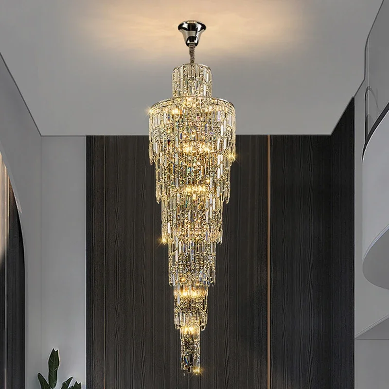 Modern home decoration crystal chandelier, stair Pendant lamp, living room Pendant lights, interior lighting