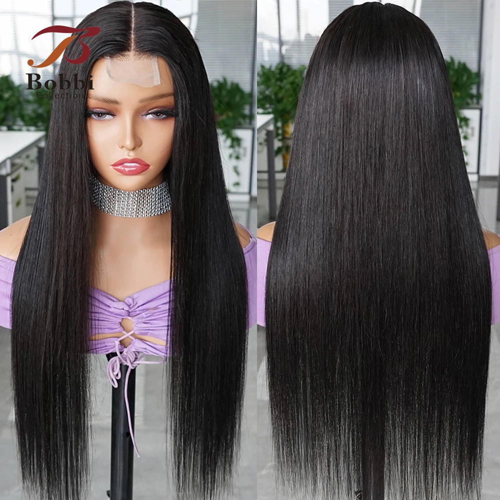 2x6 Lace Kim K Closure Wig Glueless Lace Front Wig 100% Human Hair Wig for Women Deep Middle Part Straight Natural Hair Bobbi image 3