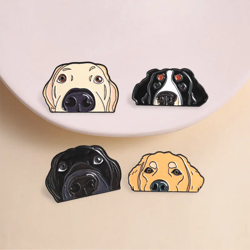 Cartoon Dog Pet Enamel Pins Cute Labrador Golden Retriever Springer Spaniel Funny Animal Brooches Lapel Badge Jewelry Gifts