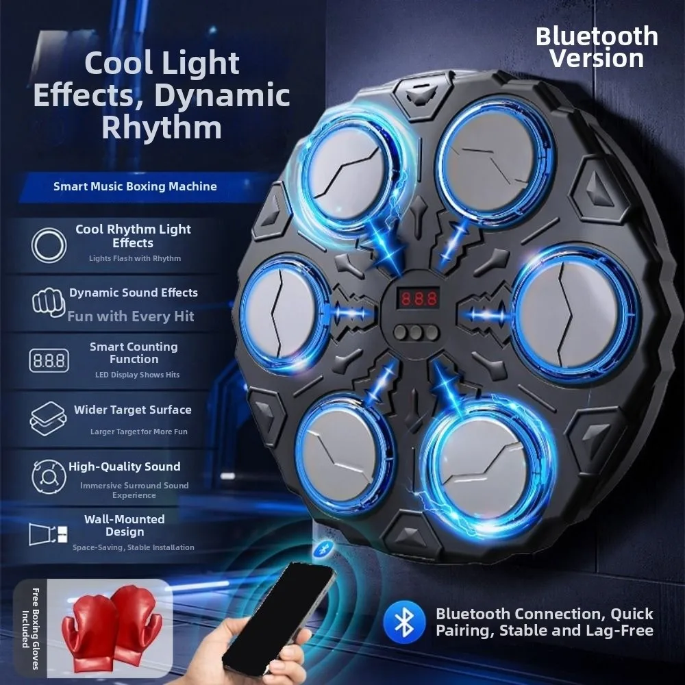 Wall Mounted Smart Music Boxing Machine 3 Speed Adjustment Bluetooth Connection Boxing Electronic Target LED Lighted