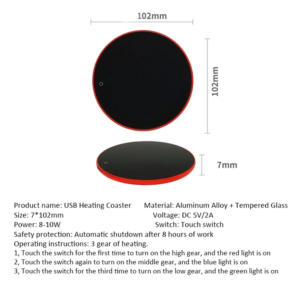 Mini Portable USB Cup Warmer 3 Gear Coffee Mug Heating Coaster Smart Thermostatic Hot Plate Milk Tea Water Heating Pad Heater view 2