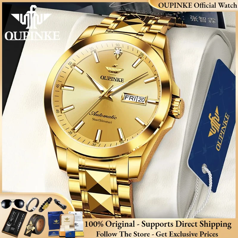 OUPINKE 3223 Men Watch Brand Luxury Imported Movement Men Automatic Mechanical Watch Tungsten Steel Sapphire Mirror Men Watch