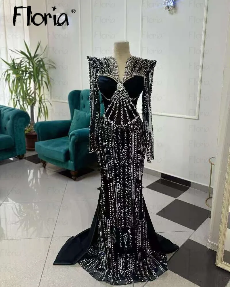 

Elegant 2025 Women's Prom Dress Beaded Sequins Mermaid Slim Fit Evening Gown Fashionable Female Wedding Guest Gowns Customized