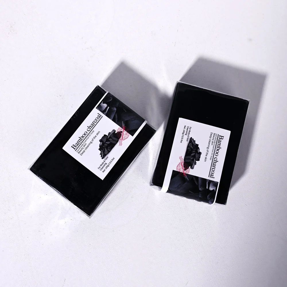 100g Bamboo Charcoal Soap Natural Organic Activated Charcoal Private Label Handmade Blackhead Removal Whitening Black Soap - Image 6