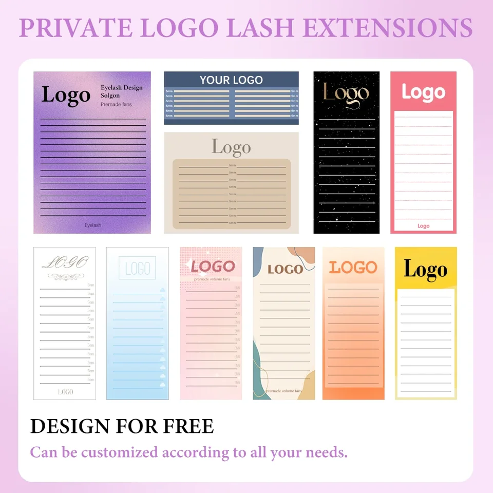 OWOSC 320 abanicos de volumen premontados, base puntiaguda, tallo medio y delgado, abanicos rusos de volumen para extensión de pestañas, logo personalizado 6