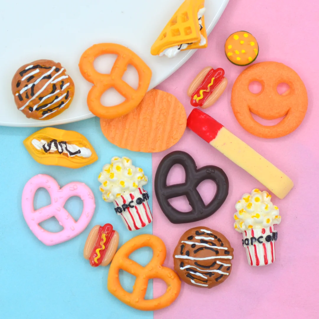 Kawaii Fake Food Snacks Popcorn Cookies Flatbacks DIY Crafts Embellishments Party Scrapbook Phone Case Decoration Cabochon