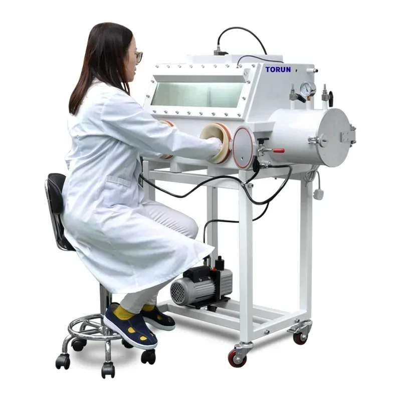 

Lab benchtop stainless steel negaetive pressure Laboratory dangerous substances battery vacuum glove box isolator