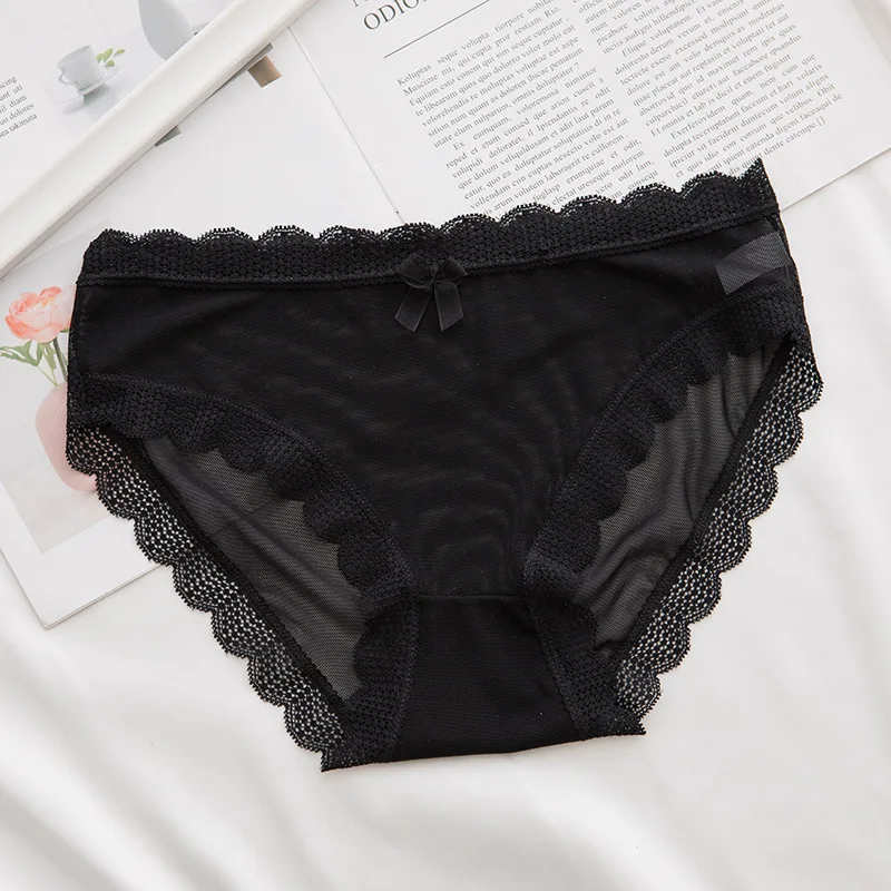 

5Pcs Summer Underwear Women Sexy Lace Panties Comfort Briefs Bow Thin Breathable Mesh Underpants Female Lingerie