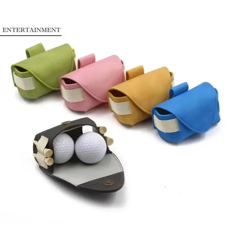

Magnetic Buckle Golf Ball Waist Bag PU Leather Waterproof Golf Belt Bag 2 Balls Mini Golf Ball Container Sports Training