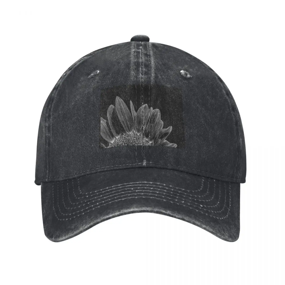 

Black And White Sunflower Baseball Caps Vintage Denim Washed Headwear Unisex Style Outdoor Running Hats