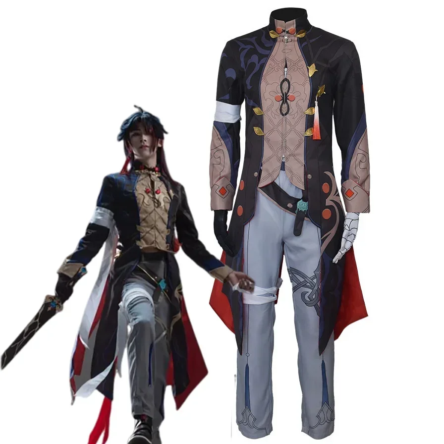 

КосплейBlade Honkai Star Rail, карнавальный костюм, парик, униформа, комплект с серьгами для охотников Stellaron Astral Express, вечеринка на Хэллоуин