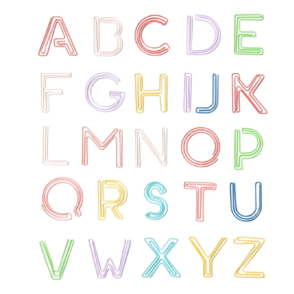 

26 шт. красочные зажимы для бумаг с алфавитом, скрепки для бумаг, полые закладки, скрепки для бумаг с буквами, металлические зажимы для бумаги «сделай сам», студенческие