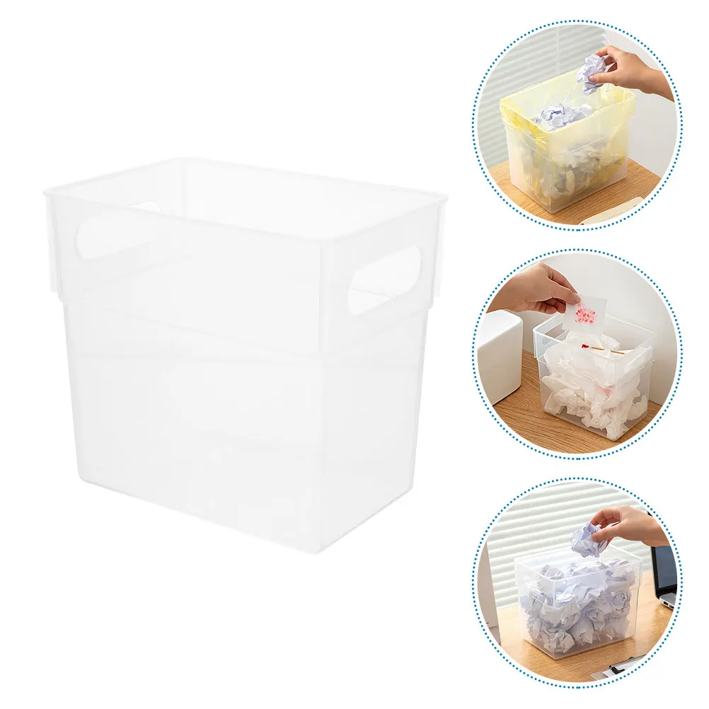 

2pcs Desktop Trash Can Clear Plastic Bins Storage Box Bedroom Office Garbage Cans Home Kitchen Living Room Household Container