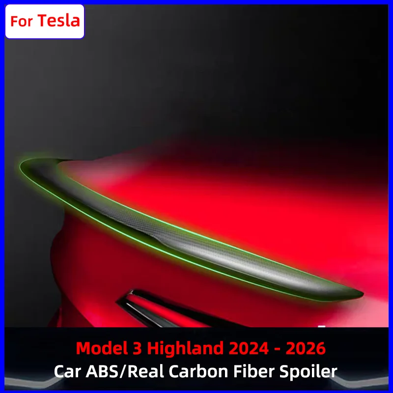 

Спойлер для Tesla Model 3 Highland 2024-2026, заднее антикрыло, накладка на багажник, точное соответствие OEM, внешний аксессуар (ABS/углеродное волокно)