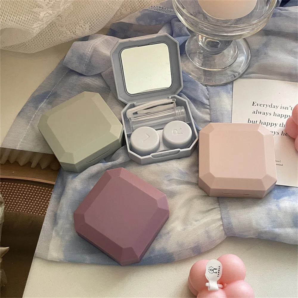Portable Contact Lens Box Solid Color Small And Lightweight Solid Color Glasses Case Clothing Accessories Contact Lens Case