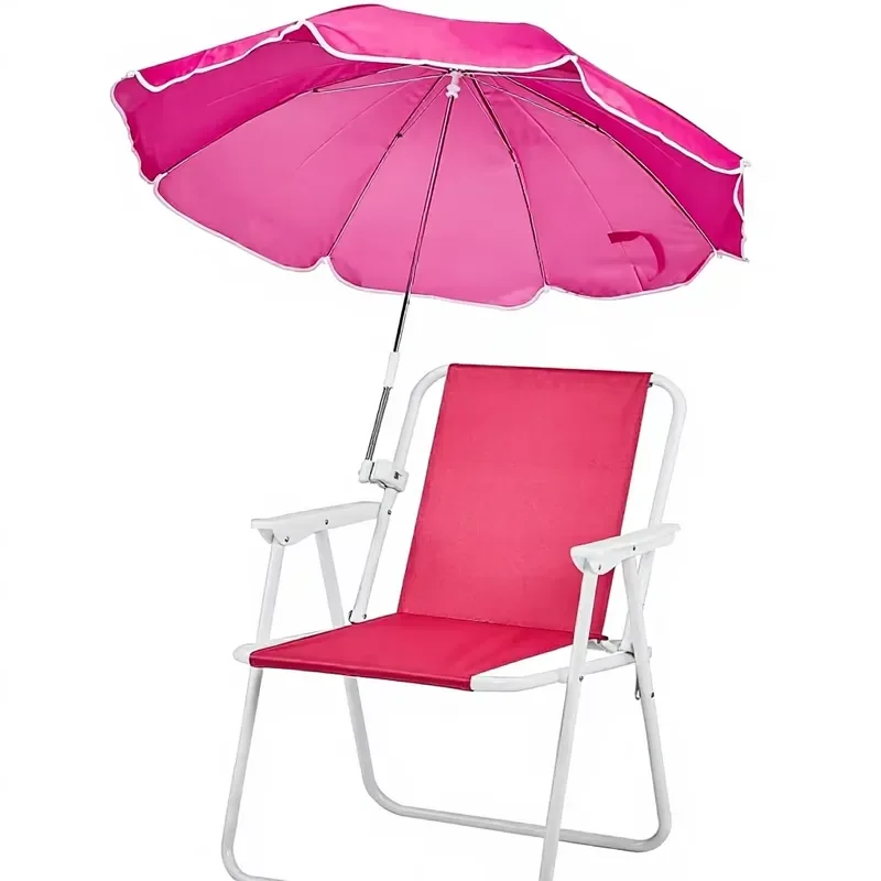 for Beach Chair with Umbrella Outdoor Folding Chair High Strength Cleanable Fabric Lightweight Waterproof Metal Frame