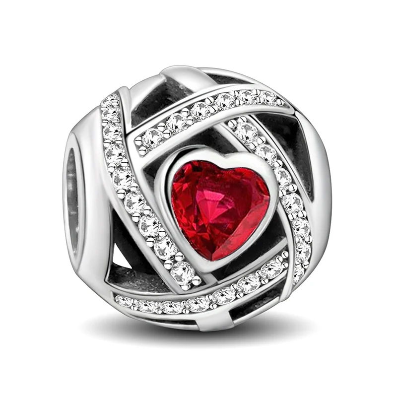 

925 Sterling Silver Cute Red Love Heart Shaped Series Charms Beads Fit Diy Bracelet Bangle Making Gift Of High Quality Jewelry