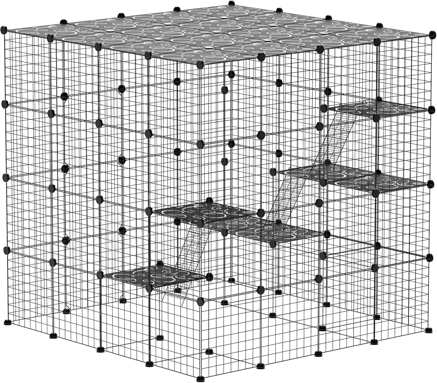 

4-х уровневая комнатная клетка для кошек с гамаком, корпус «сделай сам» 55 дюймов для 1-3 кошек, многоуровневое игровое пространство