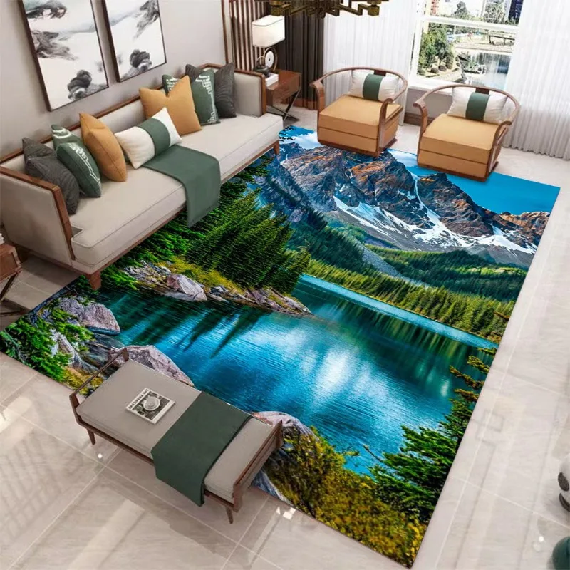 3d realista santorini & neve montanha cenário natural paisagem tapete tapete-moderno sala de estar decoração casa quarto tapete