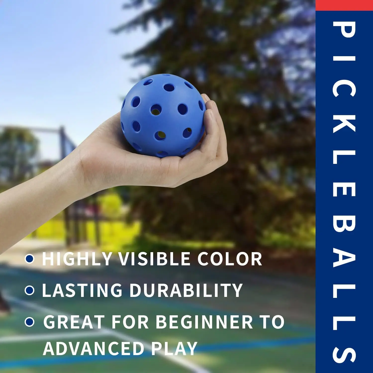 Pickleball Balls duráveis, competição ao ar livre, 74mm, 40 furos, 6 pcs