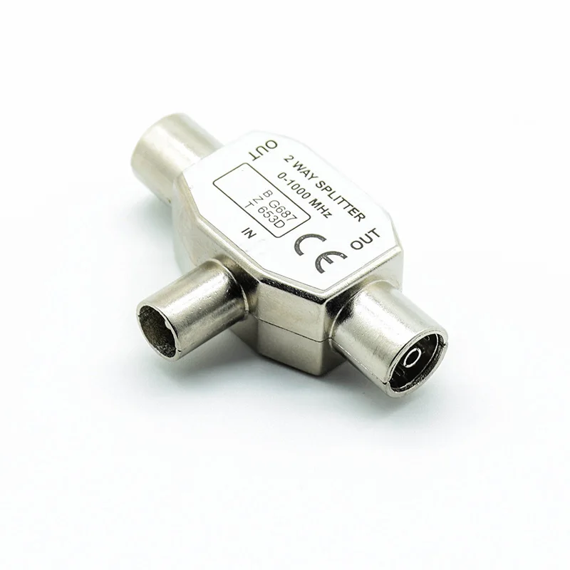 1Pc  TV 9.5 1 Male 2 Female Tee Conversion Cable Joint Adapter for 9.5 interface Video Equipment Connector  Antenna Plug