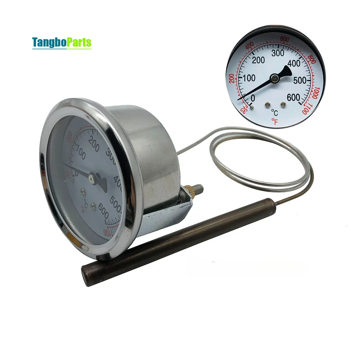 Pizza Oven Accessories High Temperature Circular 0-600 Degrees Thermometer 0°-600° Temperature Gauge With Probe