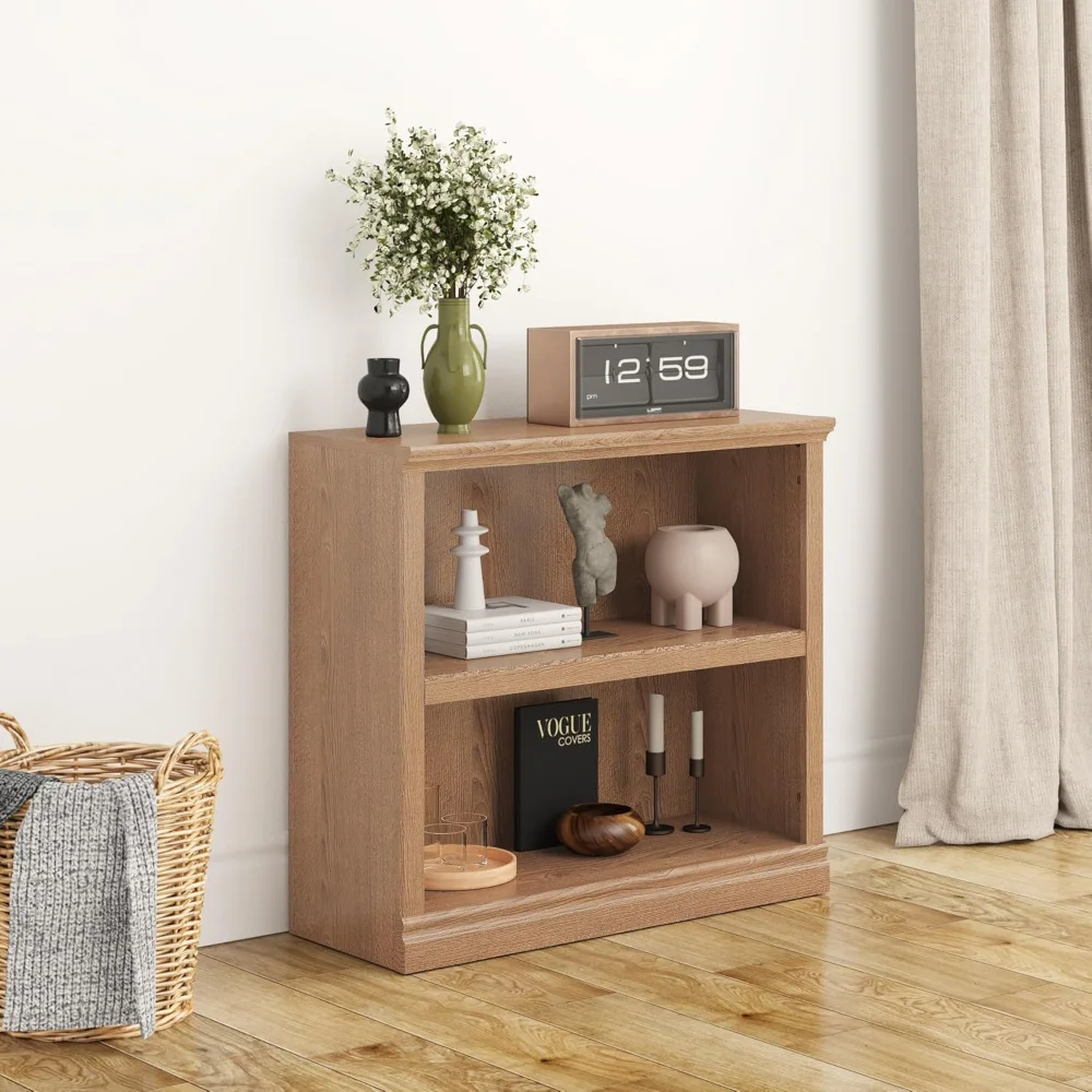 

Bookcase, 2 Tiers S Bookshelf Open Storage Organization, Floor Standing Indoor Furniture Book Case for Library Office