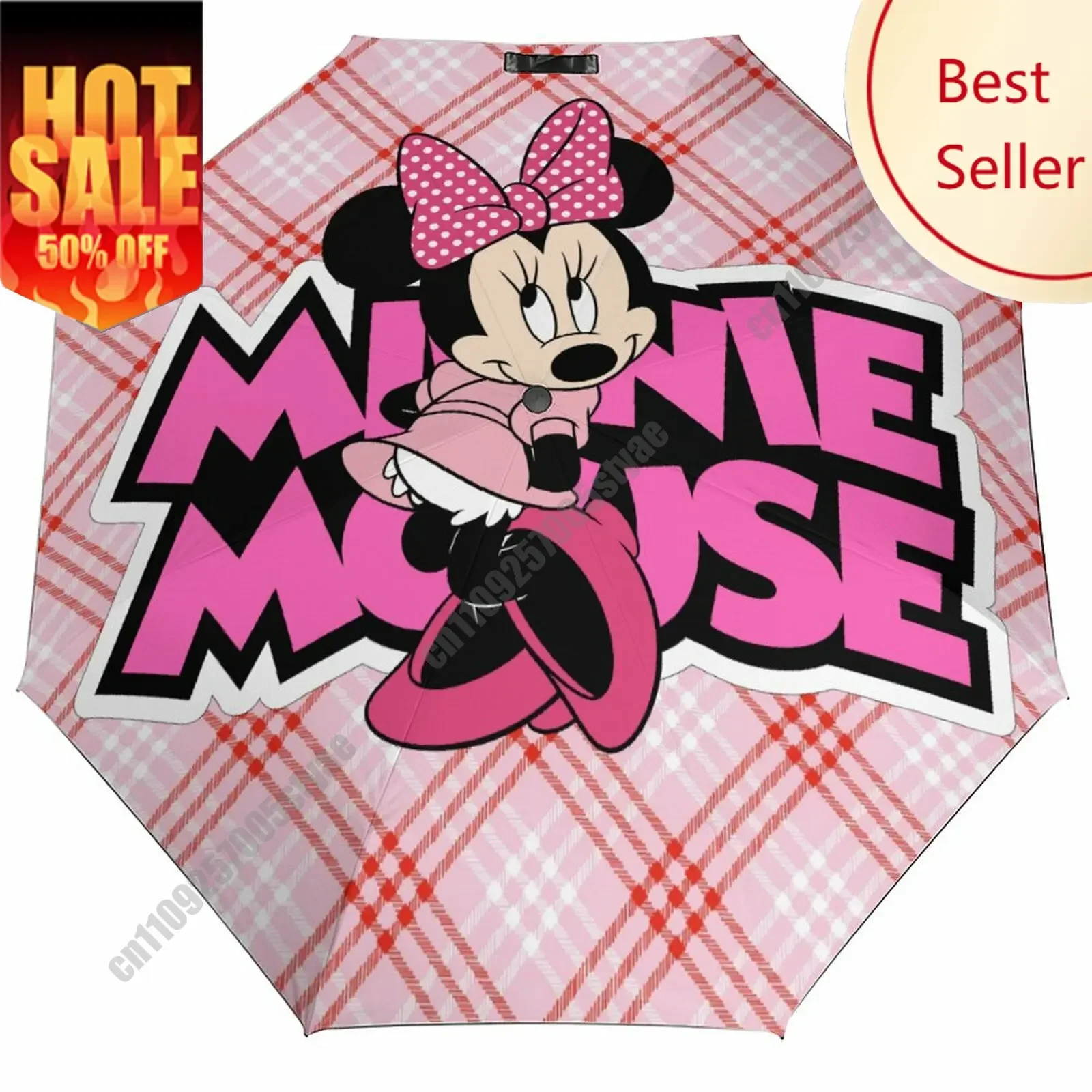 

Minnie Mouse Umbrella Disney Cartoon 3 Fold Auto Suitable Both Sunny Rainy Days Decoration Gifts Decor Custom Umbrella
