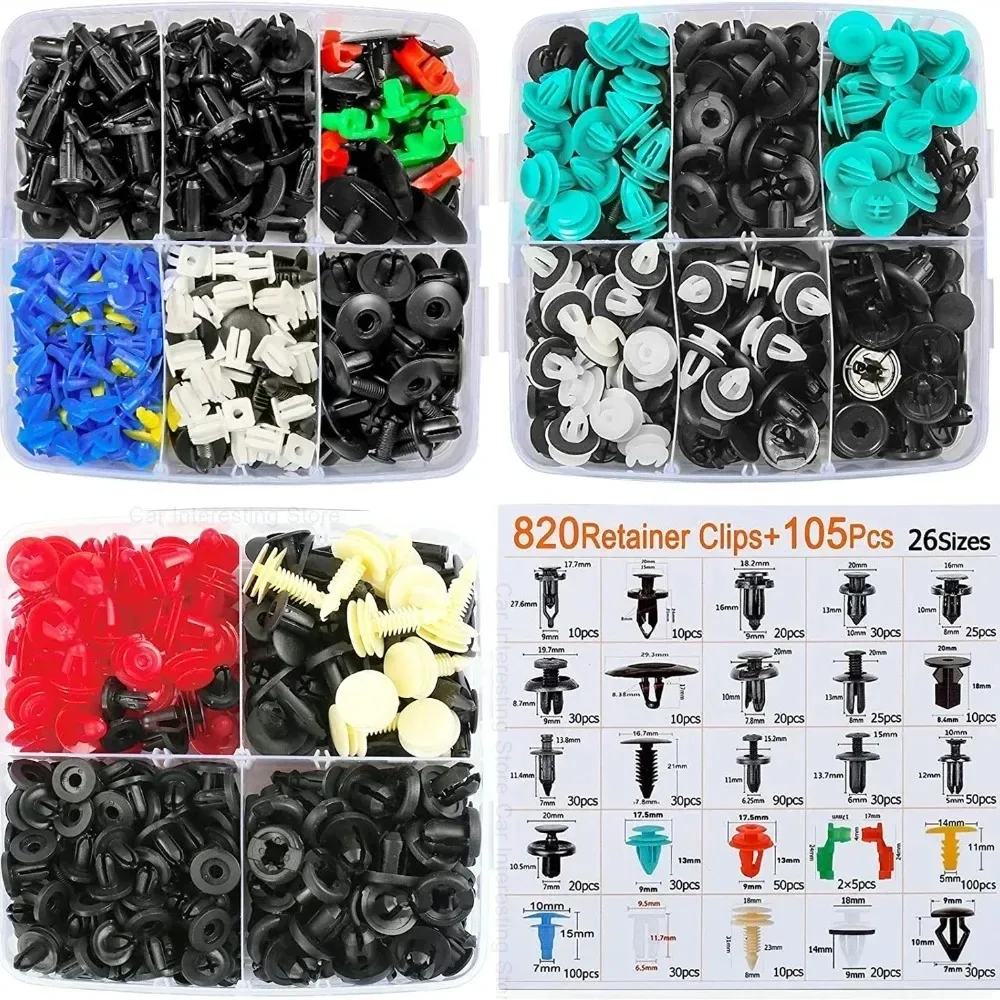 925pcs -100pcs Car Clips Kit Bumper Rivets Fasteners Auto Push Type Pin Retainer Trim Kit Bumper Door Trim Panel Clips Repair