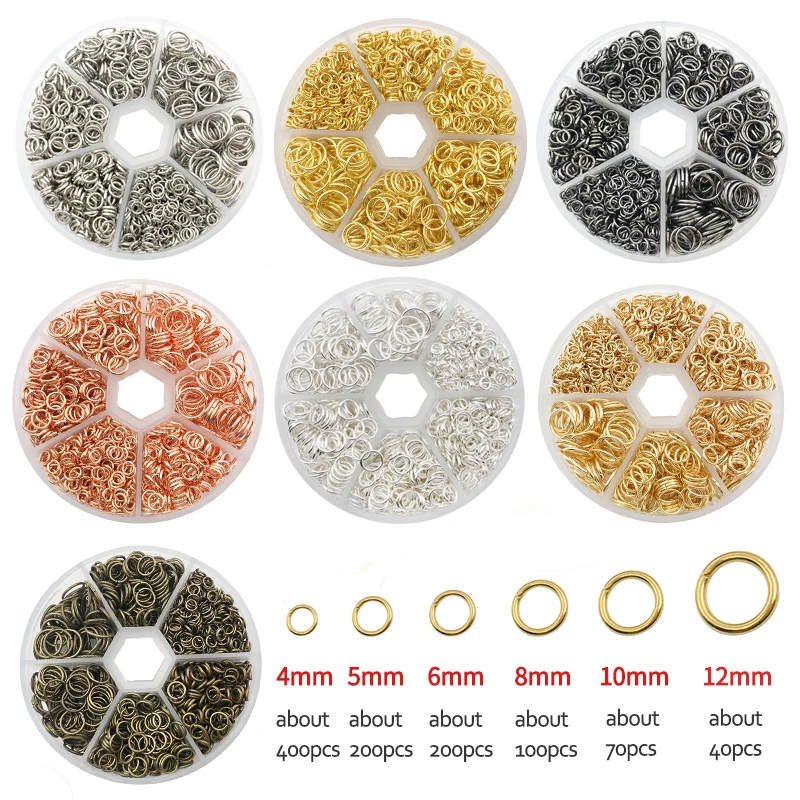 Assorted-Color Alloy Open-Ended Ring Set for Handmade DIY Jewelry Making Beads Loose Beads Connectors Accessories