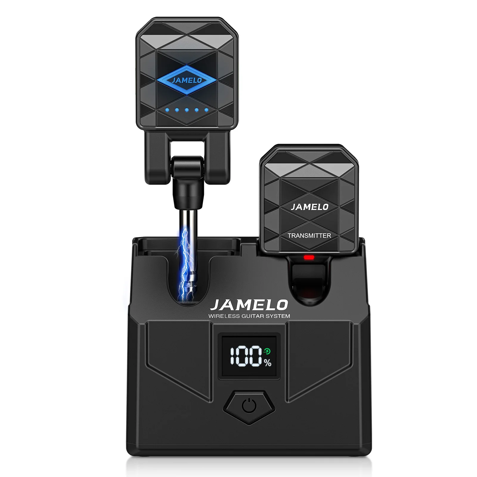 Jamelo Wireless Guitar System Ws-200 Rechargeable Digital Wireless Guitar Transmitter Receiver with 4 Channels Guitar Bass Jack